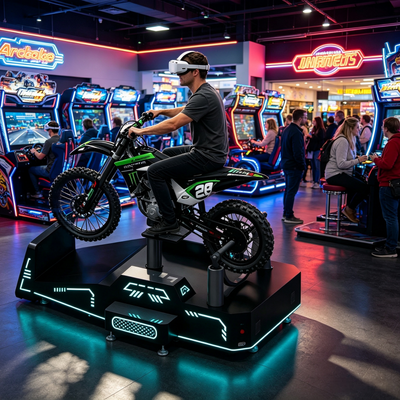 Machine d'arcade de jeu de course de moto VR commerciale personnalisable pour parcs d'attractions