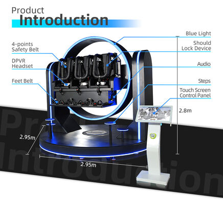 Three Player 9D VR Simulator 360 720 1080 Degree Rotation Virtual Reality Roller Coaster Simulator Arcade Game Centre