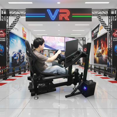 Simulateur de course à quatre axes Cockpit Siège hydraulique Voiture VR Machine de jeu Arcade Sim Racing Conduire 3 Dof Plateforme dynamique