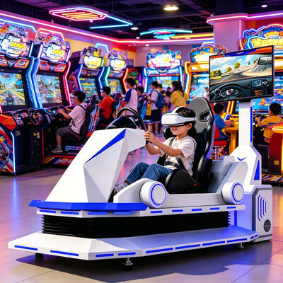 Simulateur de course en VR métallique 9D Machine de jeu de karting de voiture en intérieur avec expérience de conduite en réalité virtuelle pour les occasions d'aéroport et de centre commercial