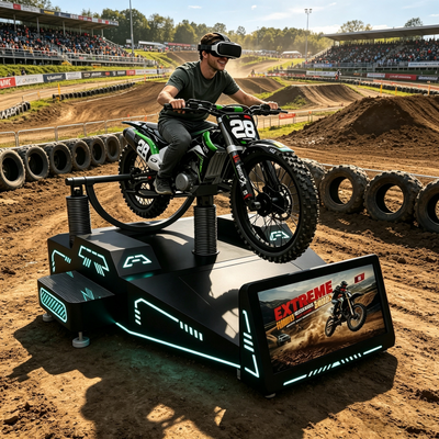 Machine d'arcade de jeu de course de moto VR commerciale personnalisable pour parcs d'attractions