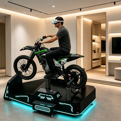 Simulateur de course de montagne VR solo avec inclinaison dynamique et réponse haptique en temps réel