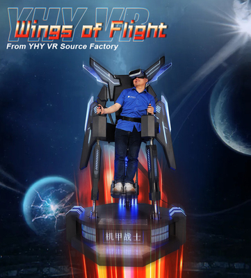 9D se tenant vers le haut du tir d'intérieur volant de simulateur du jeu VR pour le parc d'attractions